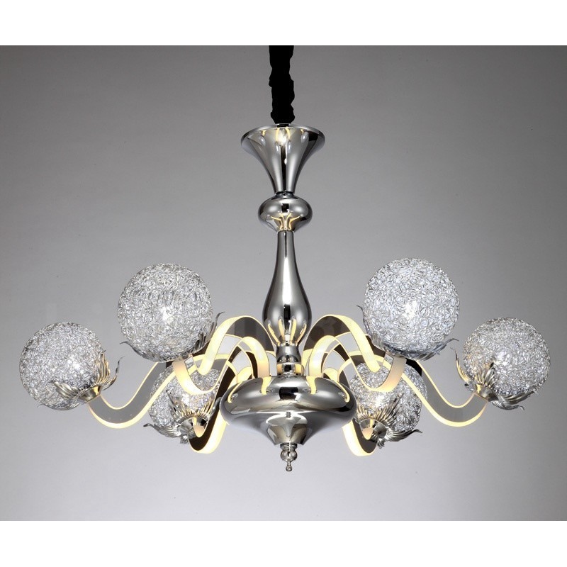 Dimmable Modern Contemporary 6 Light Steel Chandelier with Aluminum Alloy Shade
