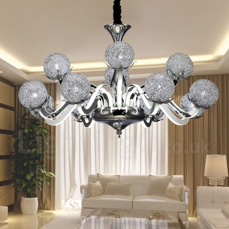 Dimmable Modern Contemporary 12 Light Steel Chandelier with Aluminum Alloy Shade Dimmable Modern Contemporary 12 Light Steel Chandelier with Aluminum Alloy Shade