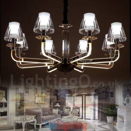 Dimmable Modern Contemporary 8 Light Crystal Chandelier with Glass Shade Dimmable Modern Contemporary 8 Light Crystal Chandelier with Glass Shade