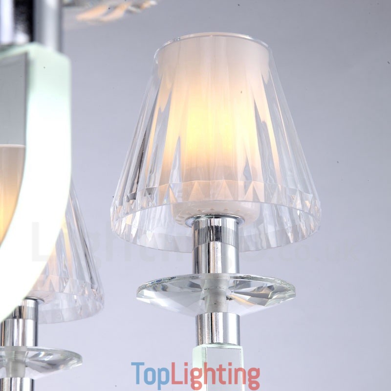 Dimmable Modern Contemporary 8 Light Crystal Chandelier with Glass Shade