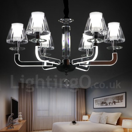 Dimmable Modern Contemporary 6 Light Crystal Chandelier with Glass Shade Dimmable Modern Contemporary 6 Light Crystal Chandelier with Glass Shade