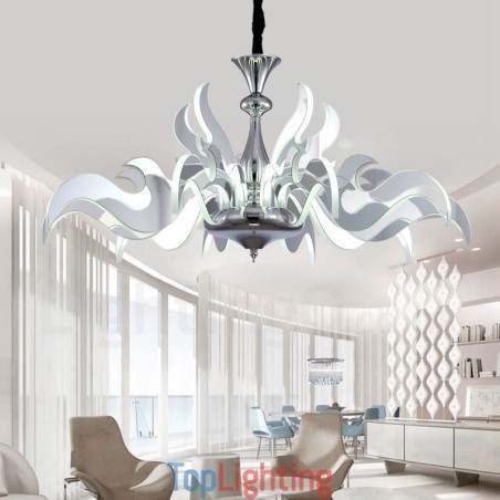 Dimmable Modern Contemporary 15 Light Steel Chandelier with Acrylic Shade Dimmable Modern Contemporary 15 Light Steel Chandelier with Acrylic Shade