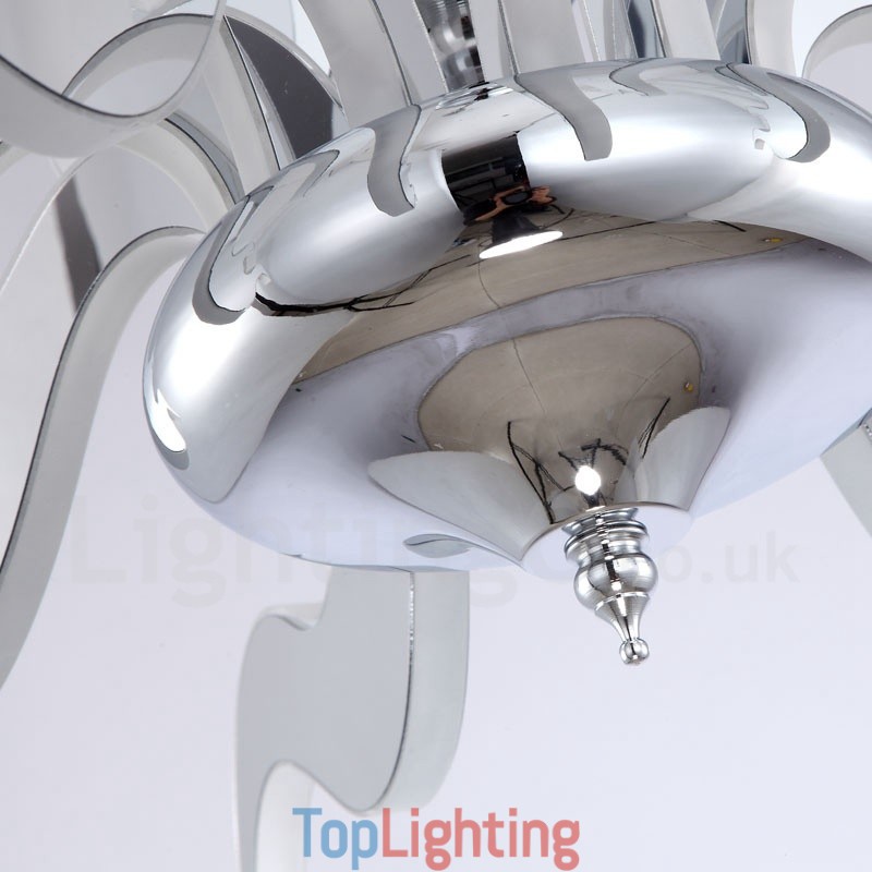 Dimmable Modern Contemporary 15 Light Steel Chandelier with Acrylic Shade