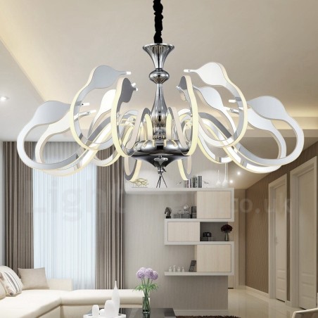 Dimmable Modern Contemporary 12 Light Steel Chandelier with Acrylic Shade Dimmable Modern Contemporary 12 Light Steel Chandelier with Acrylic Shade