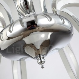 Dimmable Modern Contemporary 12 Light Steel Chandelier with Acrylic Shade
