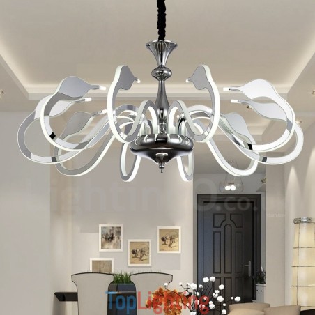 Dimmable Modern Contemporary 10 Light Steel Chandelier with Acrylic Shade Dimmable Modern Contemporary 10 Light Steel Chandelier with Acrylic Shade