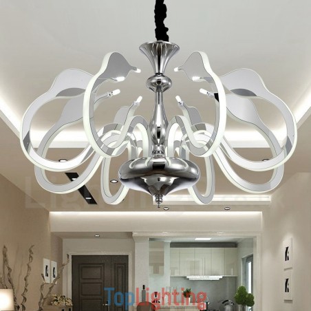 Dimmable Modern Contemporary 8 Light Steel Chandelier with Acrylic Shade Dimmable Modern Contemporary 8 Light Steel Chandelier with Acrylic Shade