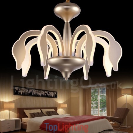Dimmable Modern Contemporary 8 Light Steel Chandelier with Acrylic Shade Dimmable Modern Contemporary 8 Light Steel Chandelier with Acrylic Shade