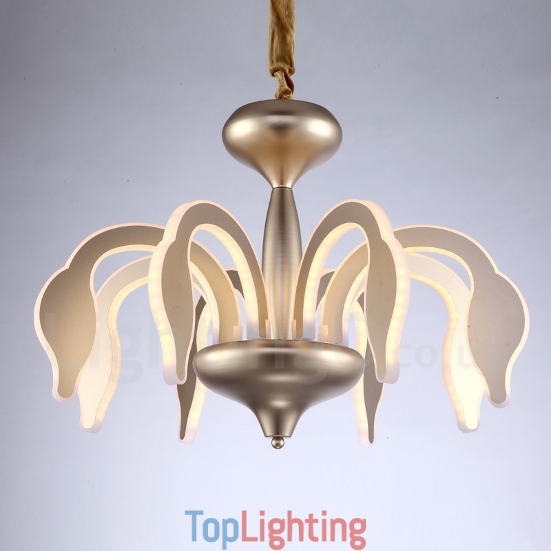 Dimmable Modern Contemporary 8 Light Steel Chandelier with Acrylic Shade