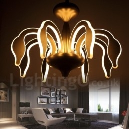 Dimmable Modern Contemporary 8 Light Steel Chandelier with Acrylic Shade