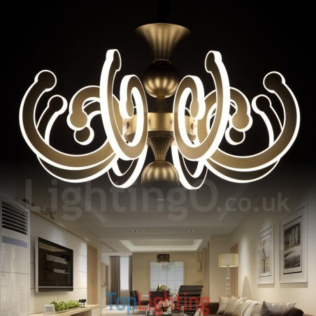 Dimmable Modern Contemporary 8 Light Steel Chandelier with Acrylic Shade Dimmable Modern Contemporary 8 Light Steel Chandelier with Acrylic Shade