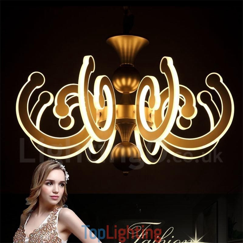 Dimmable Modern Contemporary 8 Light Steel Chandelier with Acrylic Shade