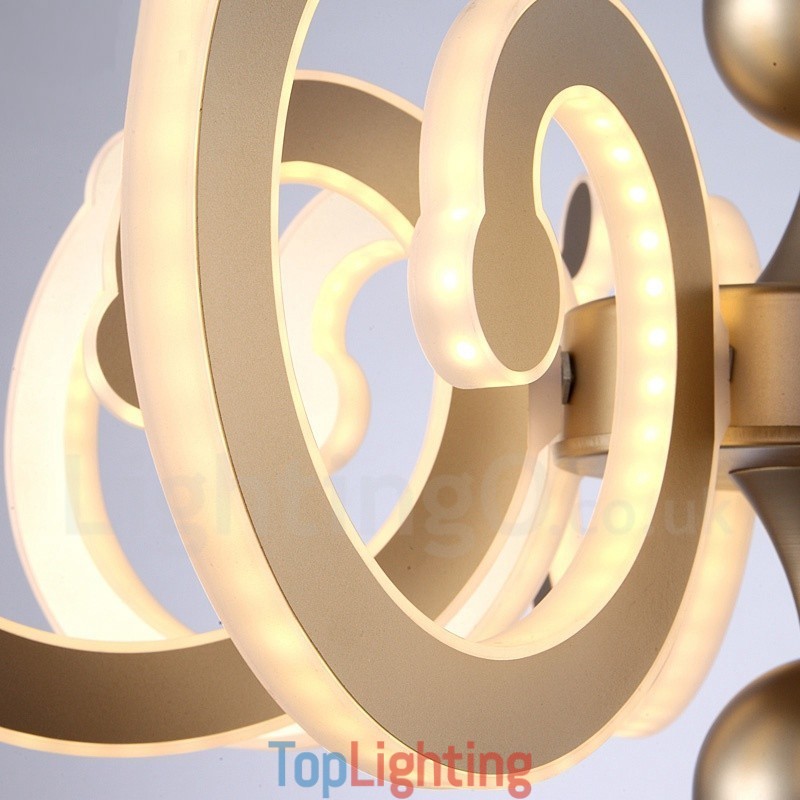 Dimmable Modern Contemporary 8 Light Steel Chandelier with Acrylic Shade