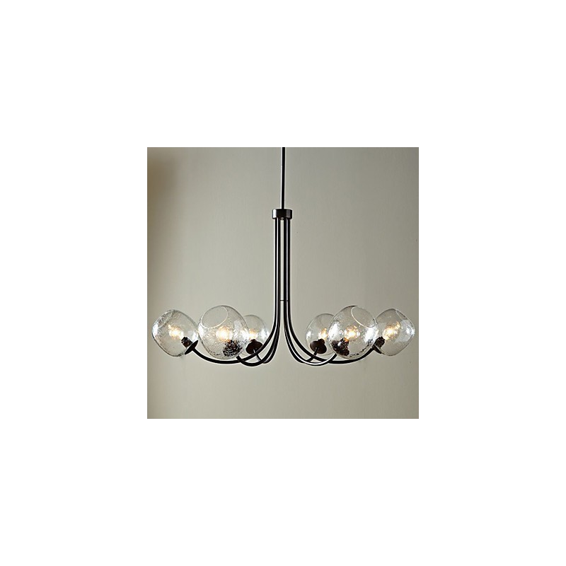 Traditional Chandelier with 6 Lights and Glass Bubble Shade