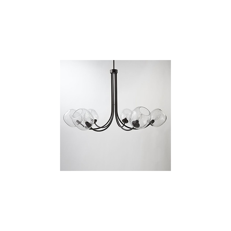 Traditional Chandelier with 6 Lights and Glass Bubble Shade