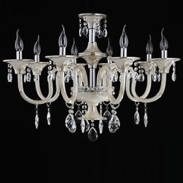 8 Light The style of palace Glass Chandelier With Candle Bulb