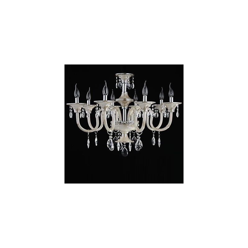 8 Light The style of palace Glass Chandelier With Candle Bulb
