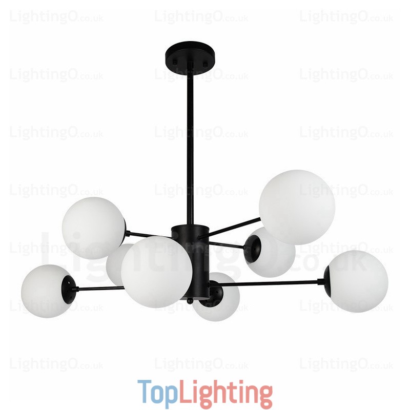8 Light Modern Contemporary Chandelier with Glass Shade