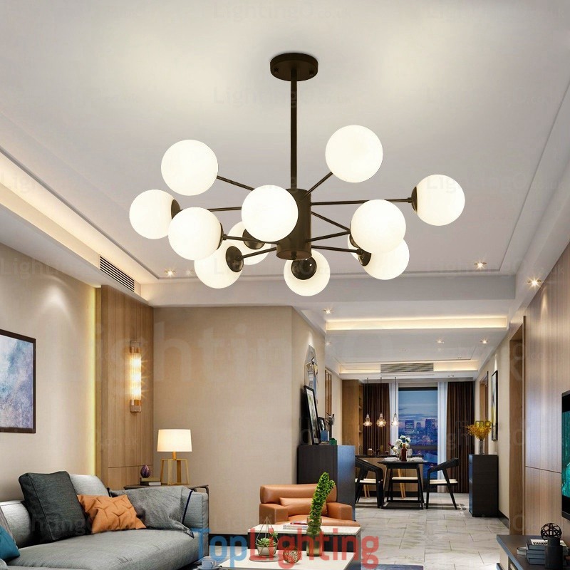 12 Light Nordic Chandelier with Glass Shade