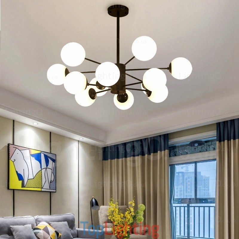 12 Light Nordic Chandelier with Glass Shade