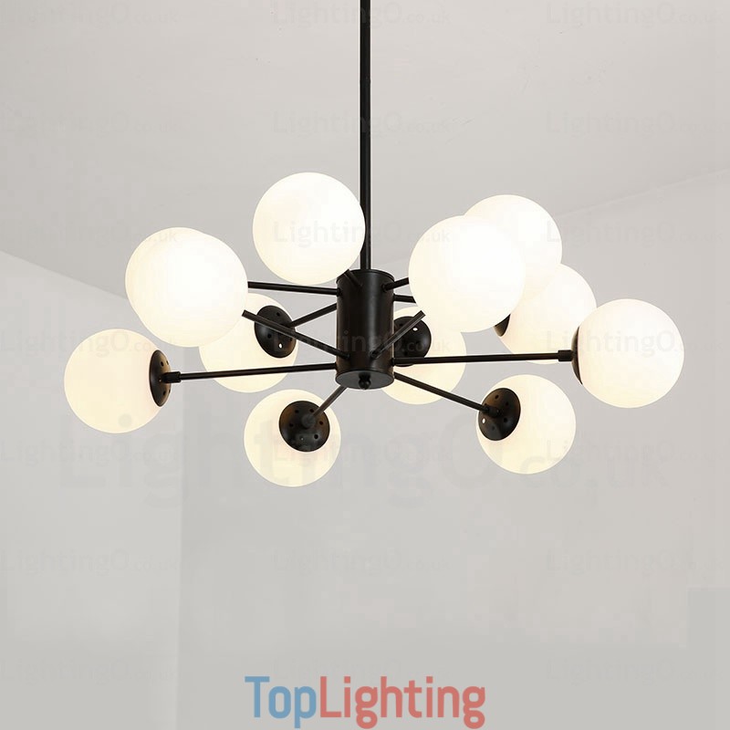 12 Light Nordic Chandelier with Glass Shade