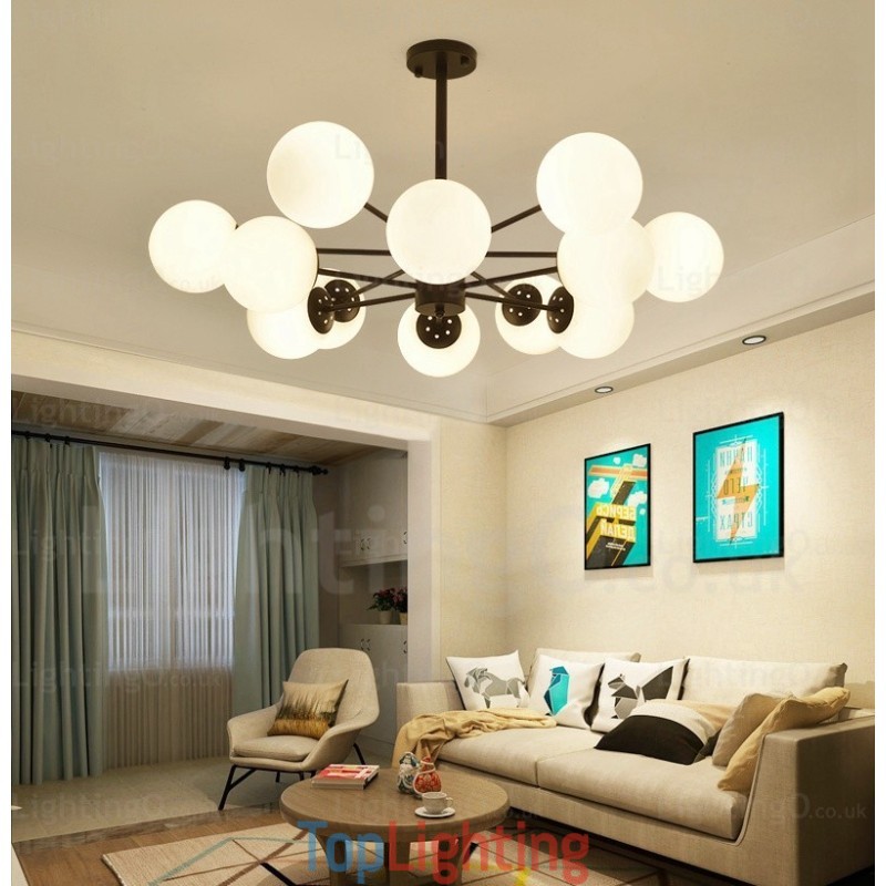 12 Light Nordic Chandelier with Glass Shade
