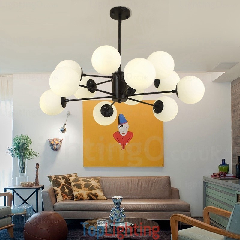 12 Light Nordic Chandelier with Glass Shade