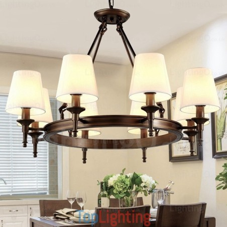 8 Light Nordic Country Rustic Pendant Light with Fabric Shade 8 Light Nordic Country Rustic Pendant Light with Fabric Shade