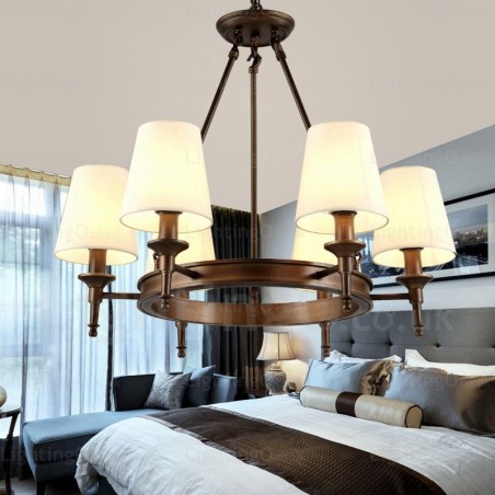 6 Light Nordic Country Rustic Pendant Light with Fabric Shade 6 Light Nordic Country Rustic Pendant Light with Fabric Shade