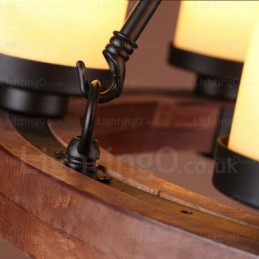 6 Light Country Rustic Pendant Light with Glass Shade