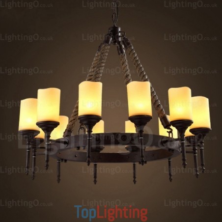 12 Light Country Rustic Vintage Retro Pendant Light with Glass Shade 12 Light Country Rustic Vintage Retro Pendant Light with Glass Shade
