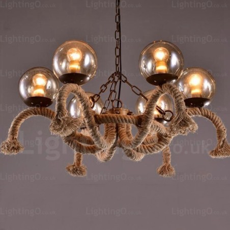 6 Light Vintage Retro Pendant Light with Glass Shade 6 Light Vintage Retro Pendant Light with Glass Shade