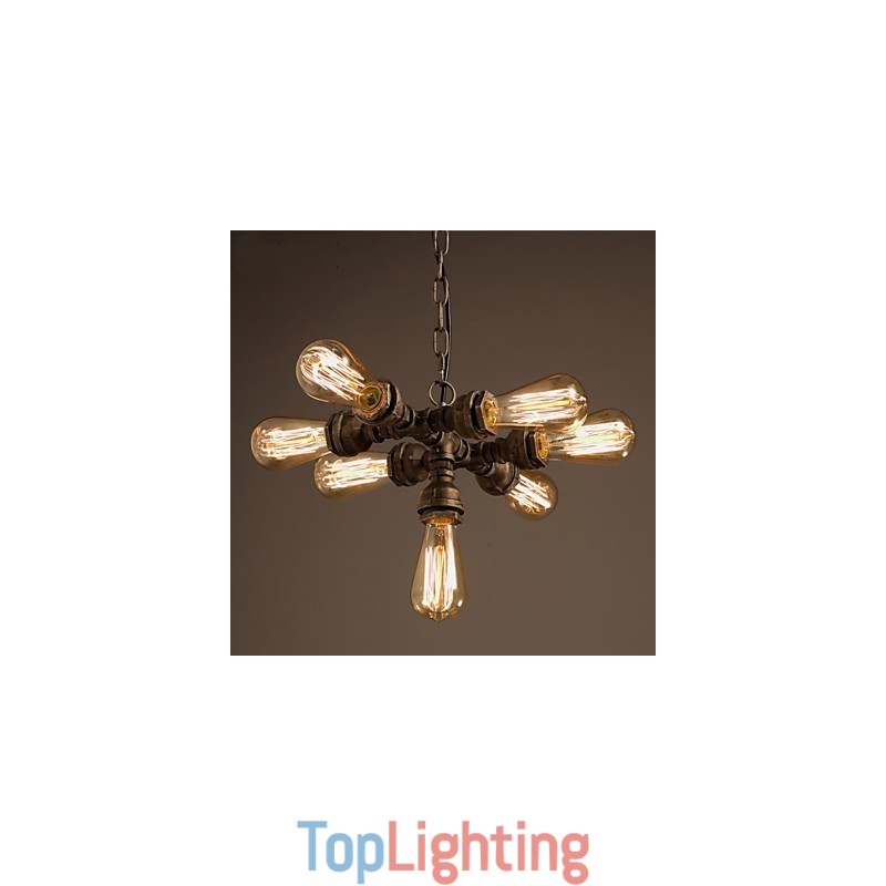 Rustic Lodge Vintage Electroplated Metal Chandelier