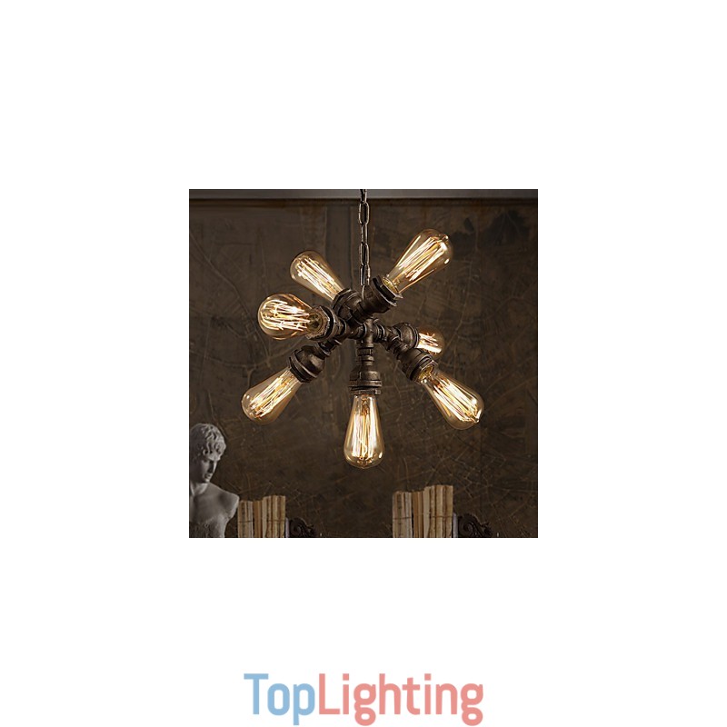 Rustic Lodge Vintage Electroplated Metal Chandelier