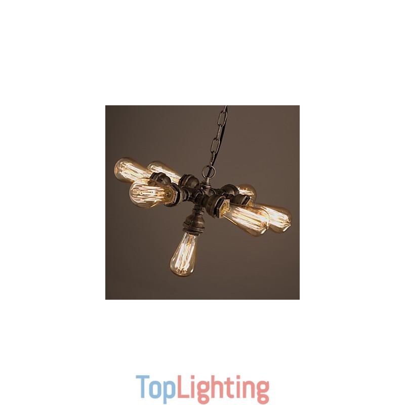 Rustic Lodge Vintage Electroplated Metal Chandelier