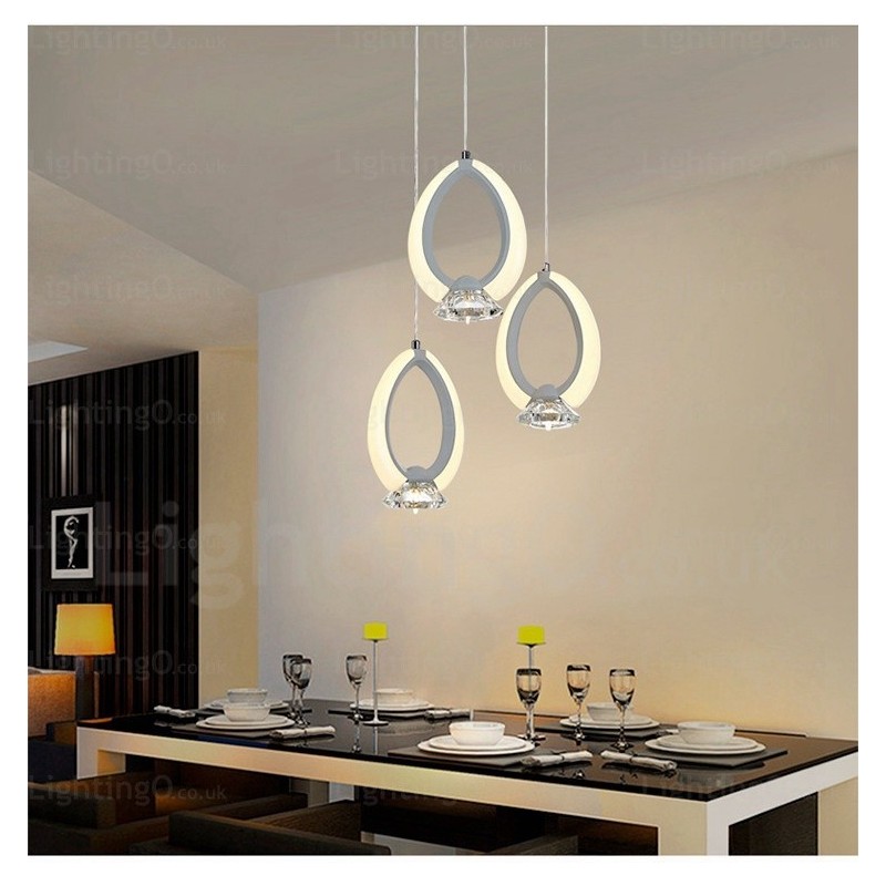 1 Light Modern Contemporary Pendant Light with Crystal Shade