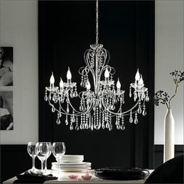 Traditional Classic Crystal Chrome Metal Chandelier