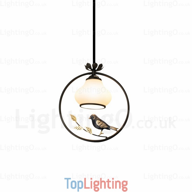 1 Light Country Rustic Rural Pendant Light with Glass Shade