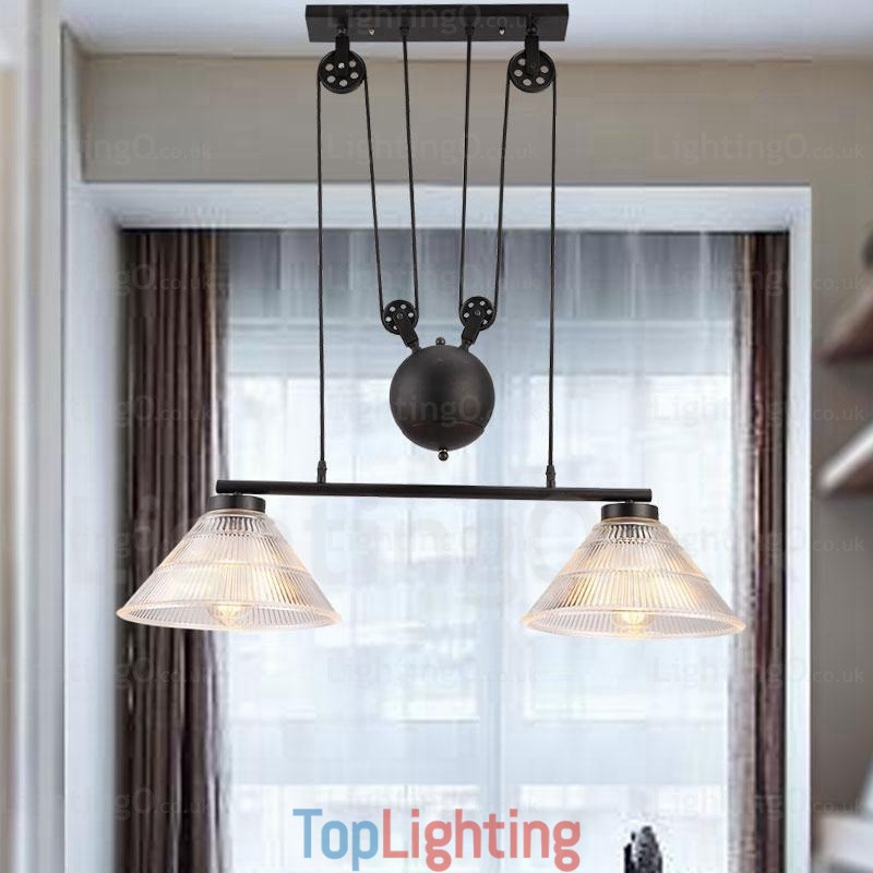 2 Light Modern Contemporary Pendant Light with Glass Shade