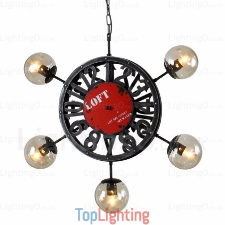 5 Light Vintage Retro Pendant Light with Glass Shade 5 Light Vintage Retro Pendant Light with Glass Shade