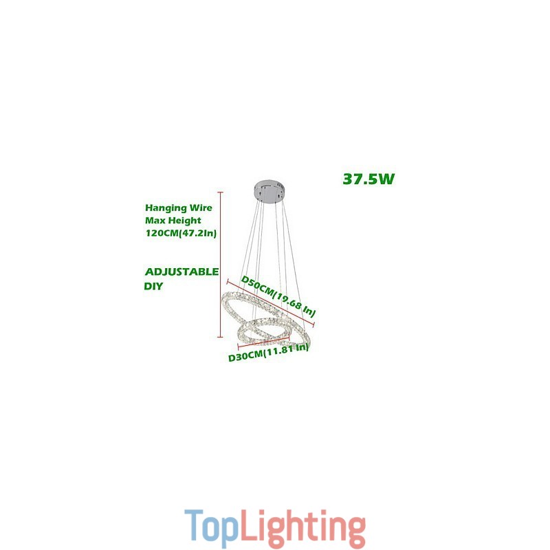 Crystal Pendant Light Lighting Modern 2 Rings Three Sides K9 Crystal Indoor Ceiling Lights Lamp Fixtures