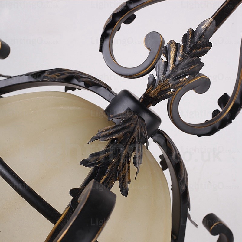 1 Light Country Rustic Pendant Light with Glass Shade