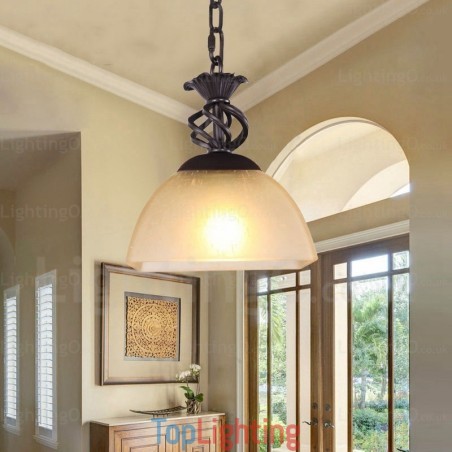 1 Light Country Rustic Pendant Light with Glass Shade 1 Light Country Rustic Pendant Light with Glass Shade