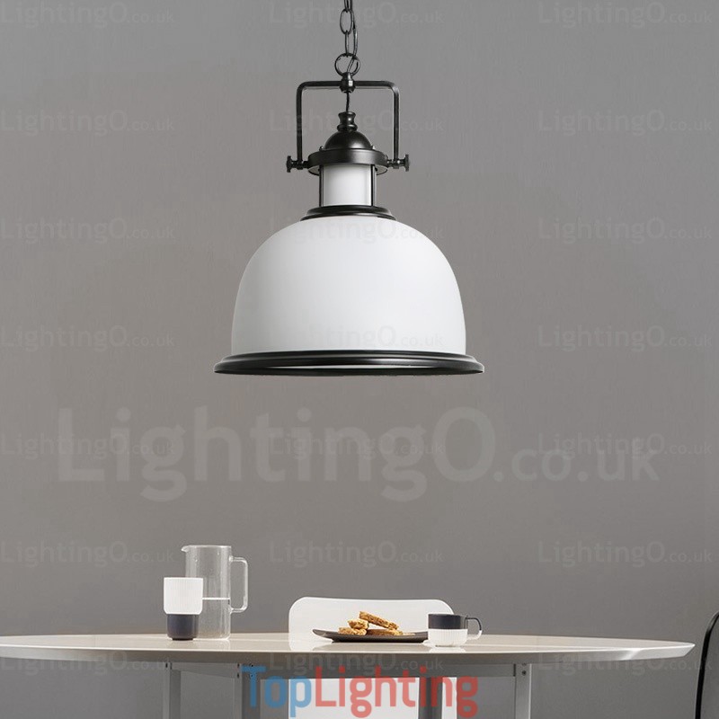 1 Light Country Rustic Pendant Light with Glass Shade
