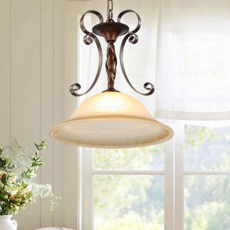 1 Light Country Rustic Pendant Light with Glass Shade 1 Light Country Rustic Pendant Light with Glass Shade