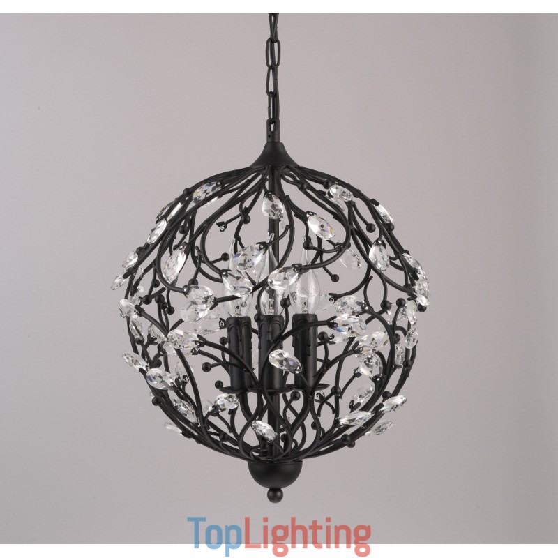 3 Light Vintage Retro Globe Crystal Pendant Light