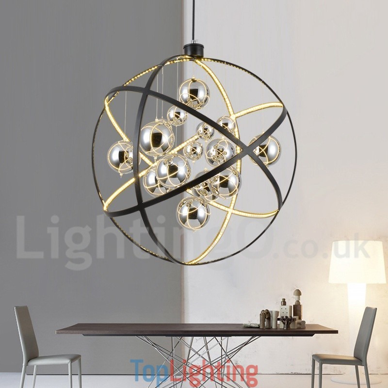 Diameter 50CM 80CM Vintage Globe Chandelier Rusty Colour Pendant Light