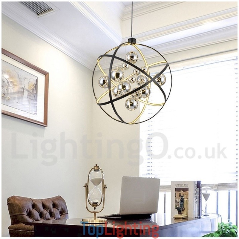 Diameter 50CM 80CM Vintage Globe Chandelier Rusty Colour Pendant Light