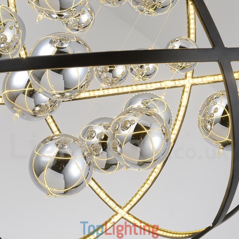 Diameter 50CM 80CM Vintage Globe Chandelier Rusty Colour Pendant Light