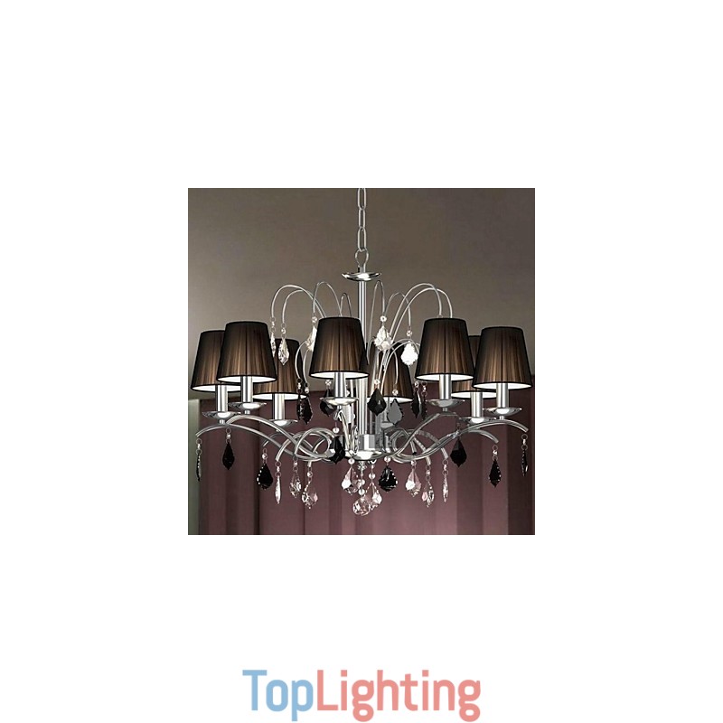 Cloth Lamp Shade Crystal Chandelier 8 Lights